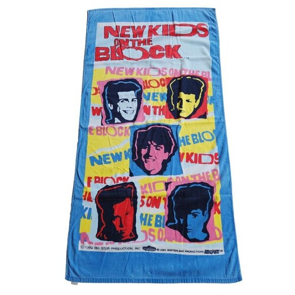 Vintage New Kids on the Block 1989 Beach Bath Cotton Towel USA Made